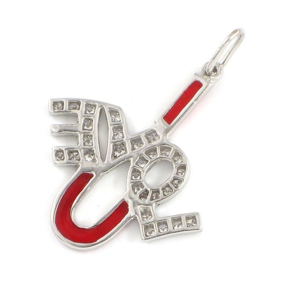 Tiffany Pendant I Love You Diamond Red Enamel Platinum - Picture 2 of 7